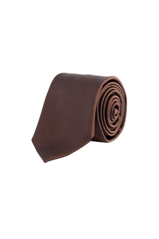 Cantini Pino Silk Plain Twill Tie Brown