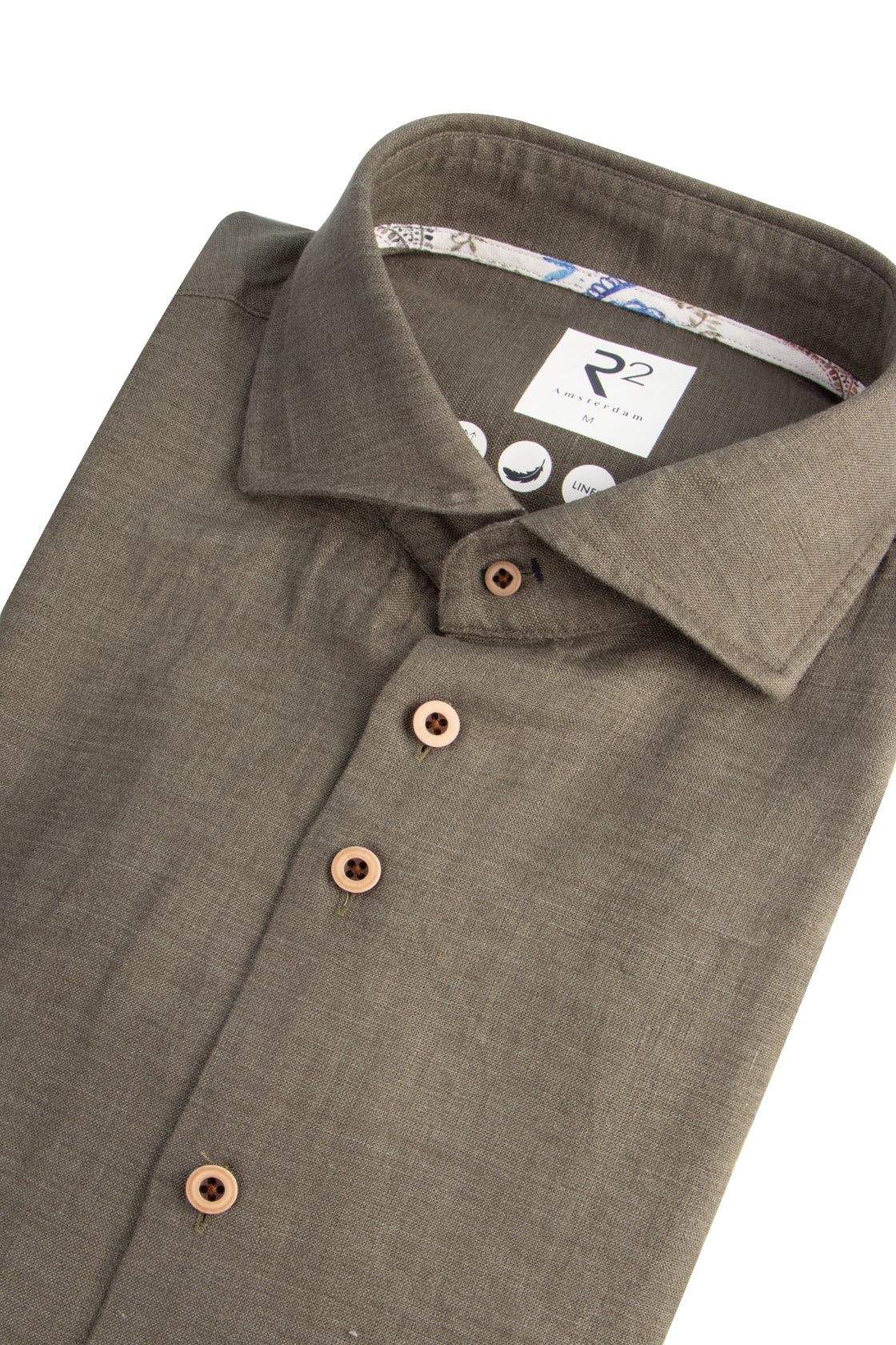 R2 Amsterdam Linen/Cotton Shirt Dark Green
