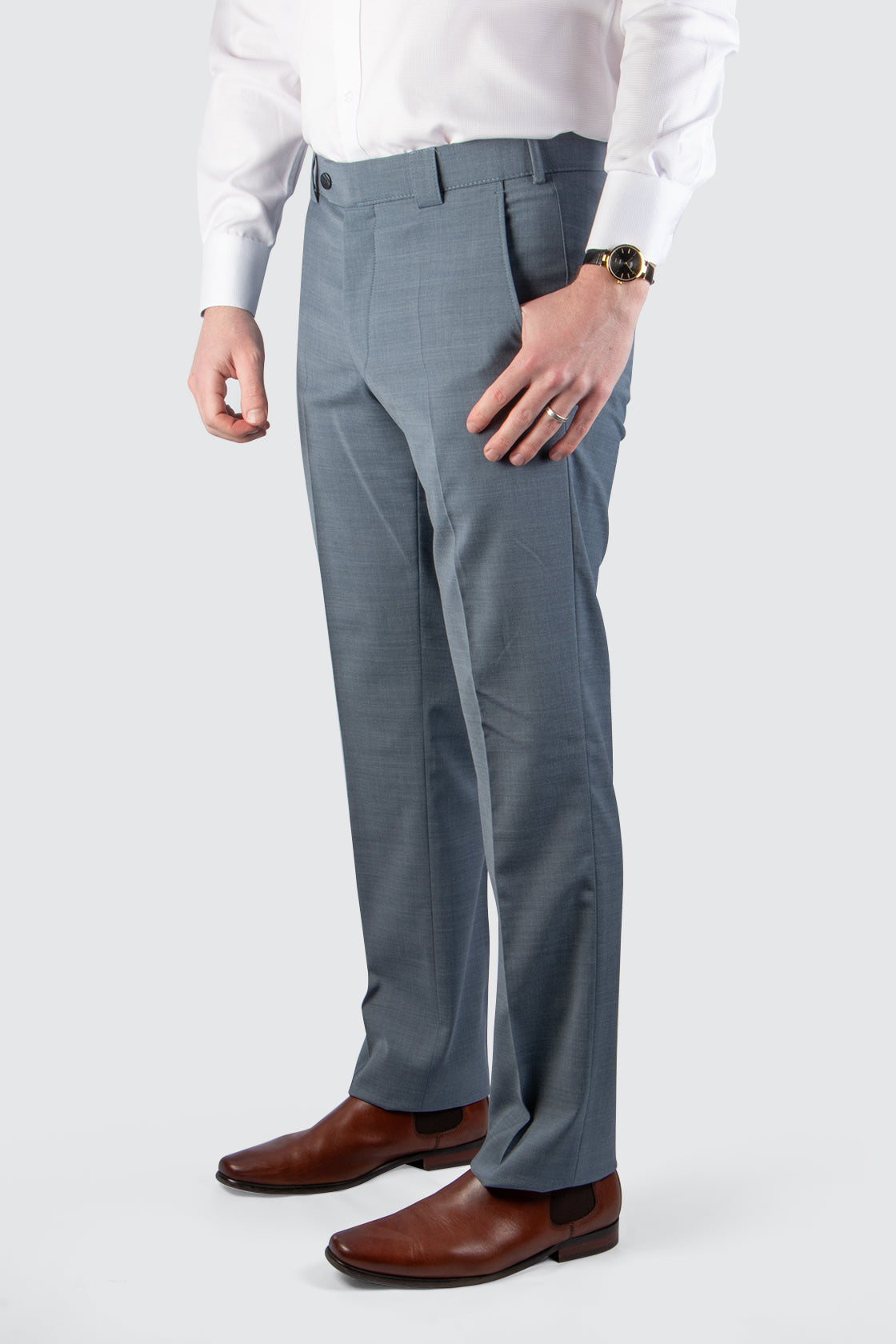 Meyer Roma Wool Mix Business Trouser 34L Light Blue