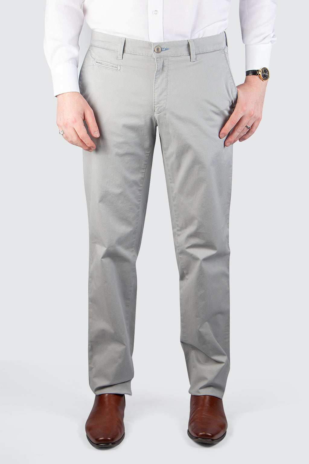 Brax Fabio Cotton Trouser 34L Platin
