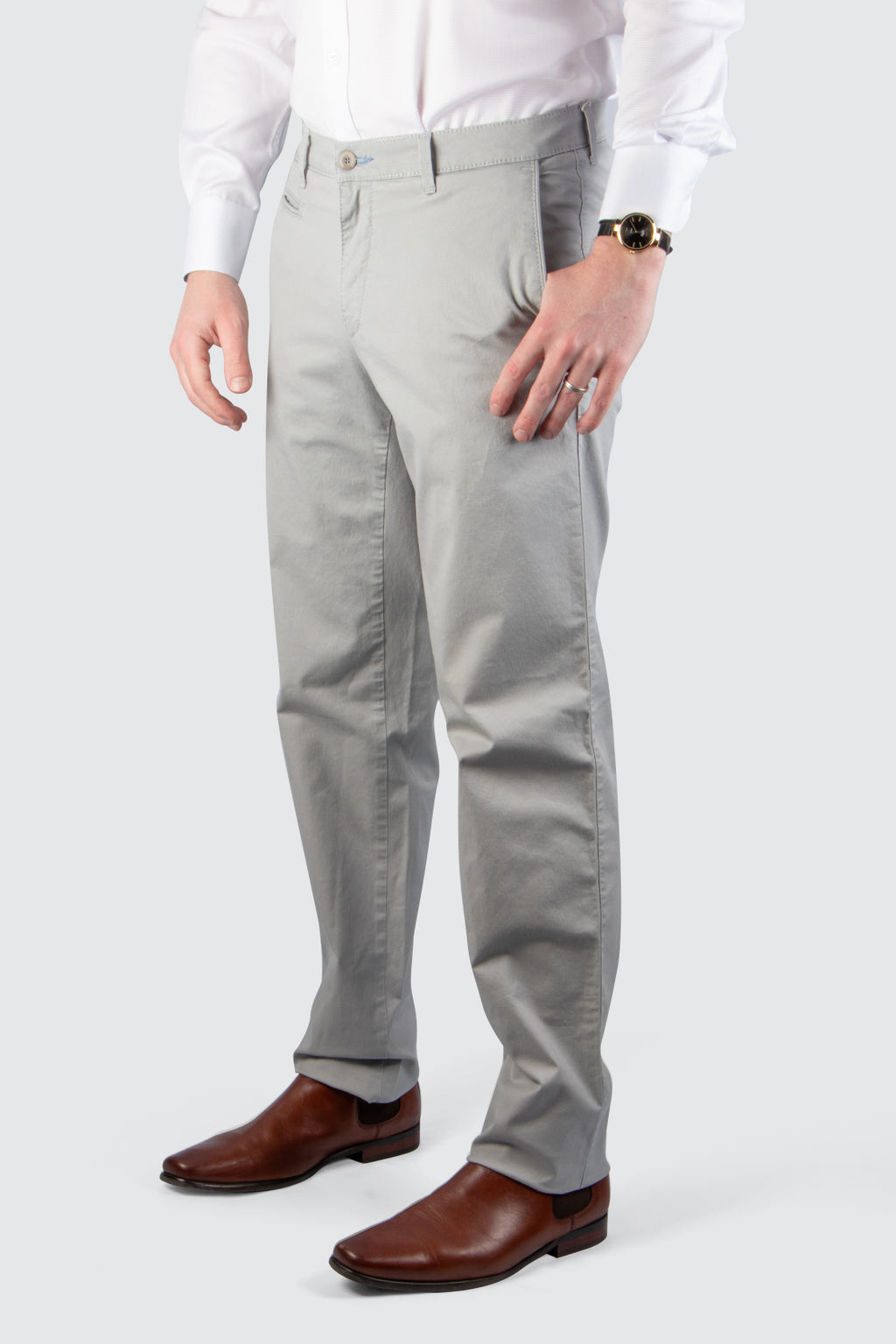 Brax Fabio Cotton Trouser 34L Platin