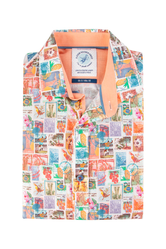 A Fish Named Fred Poststamps Casual Shirt Multi