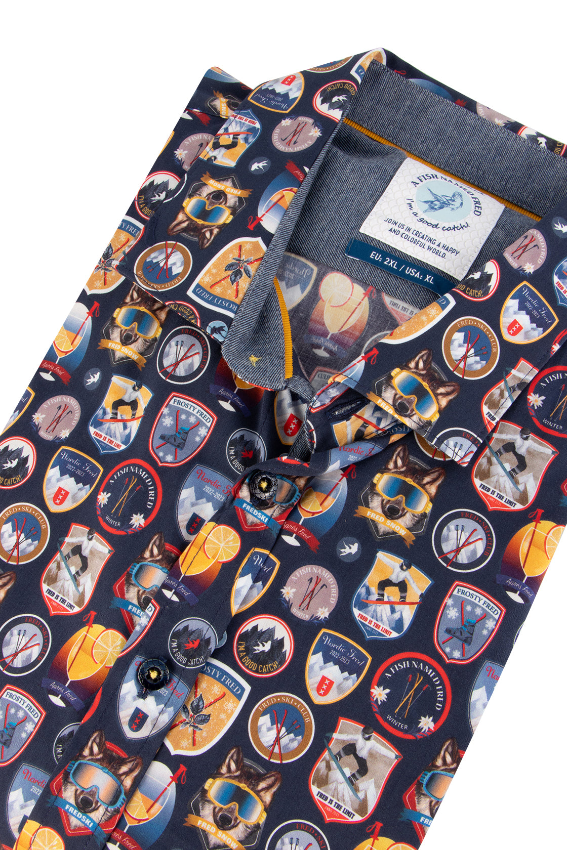 A Fish Named Fred Badges Shirt Navy