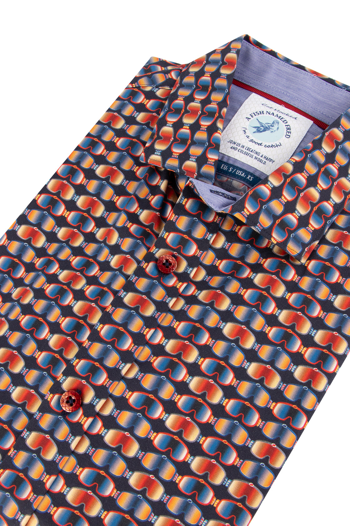 A Fish Named Fred Ski Glasses Shirt Navy