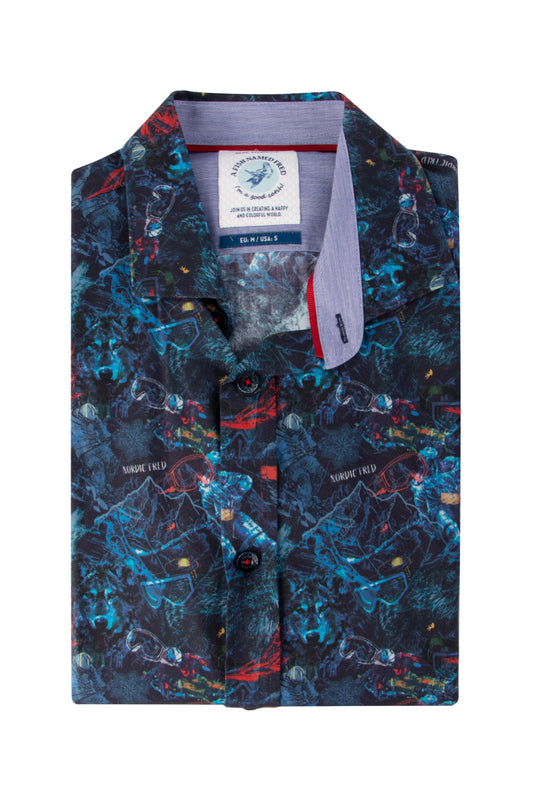 A Fish Named Fred Ski Map Shirt Navy