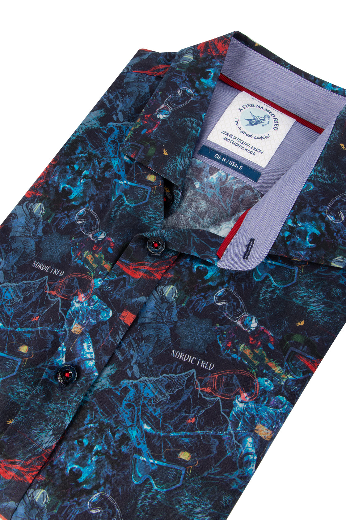 A Fish Named Fred Ski Map Shirt Navy