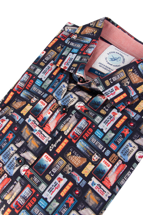A Fish Named Fred Cinema Tickets Shirt Navy