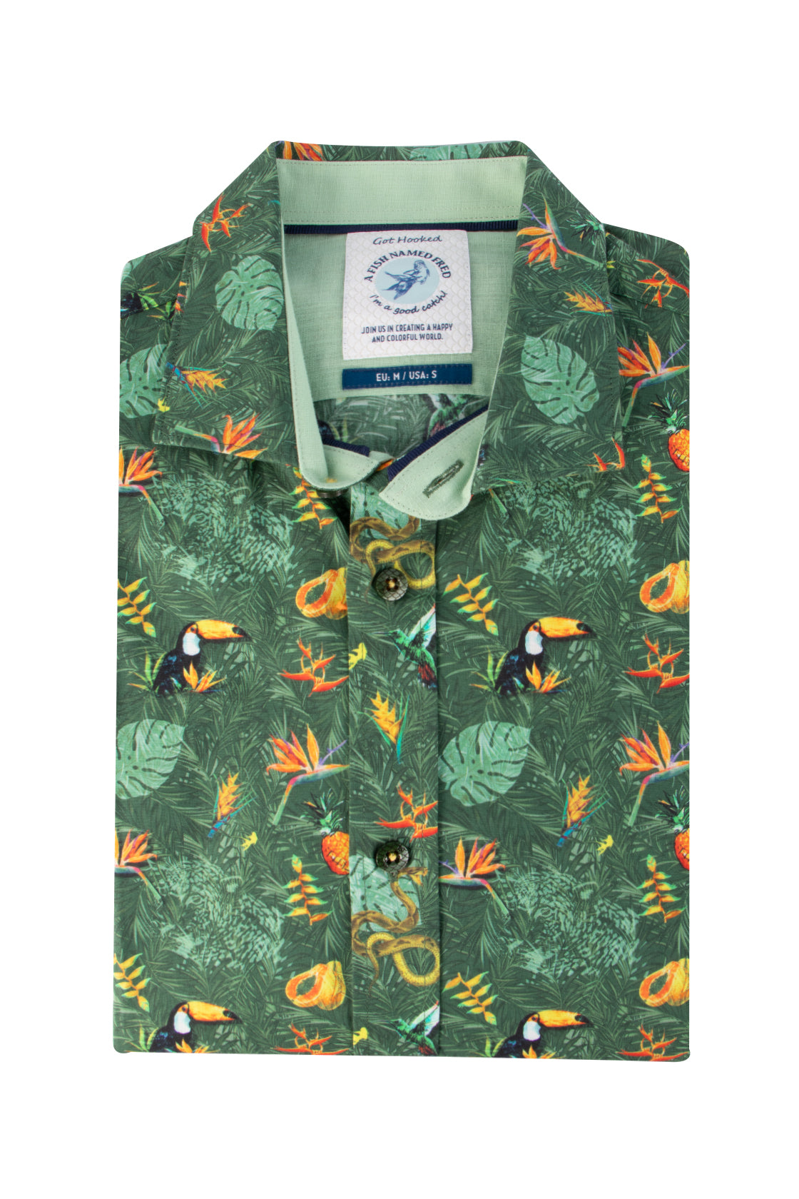 A Fish Named Fred Jungle Forest Casual Shirt Green