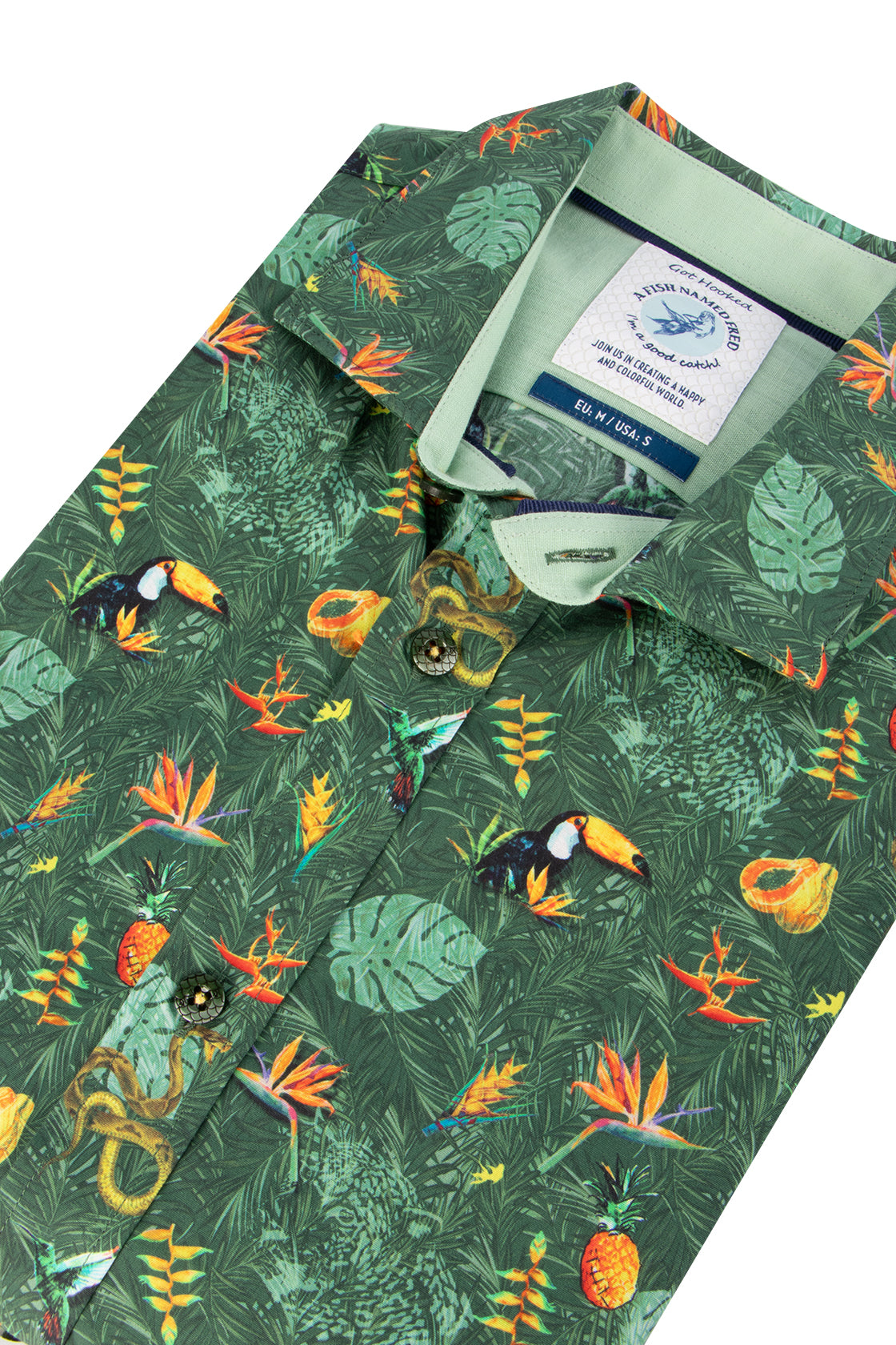 A Fish Named Fred Jungle Forest Casual Shirt Green