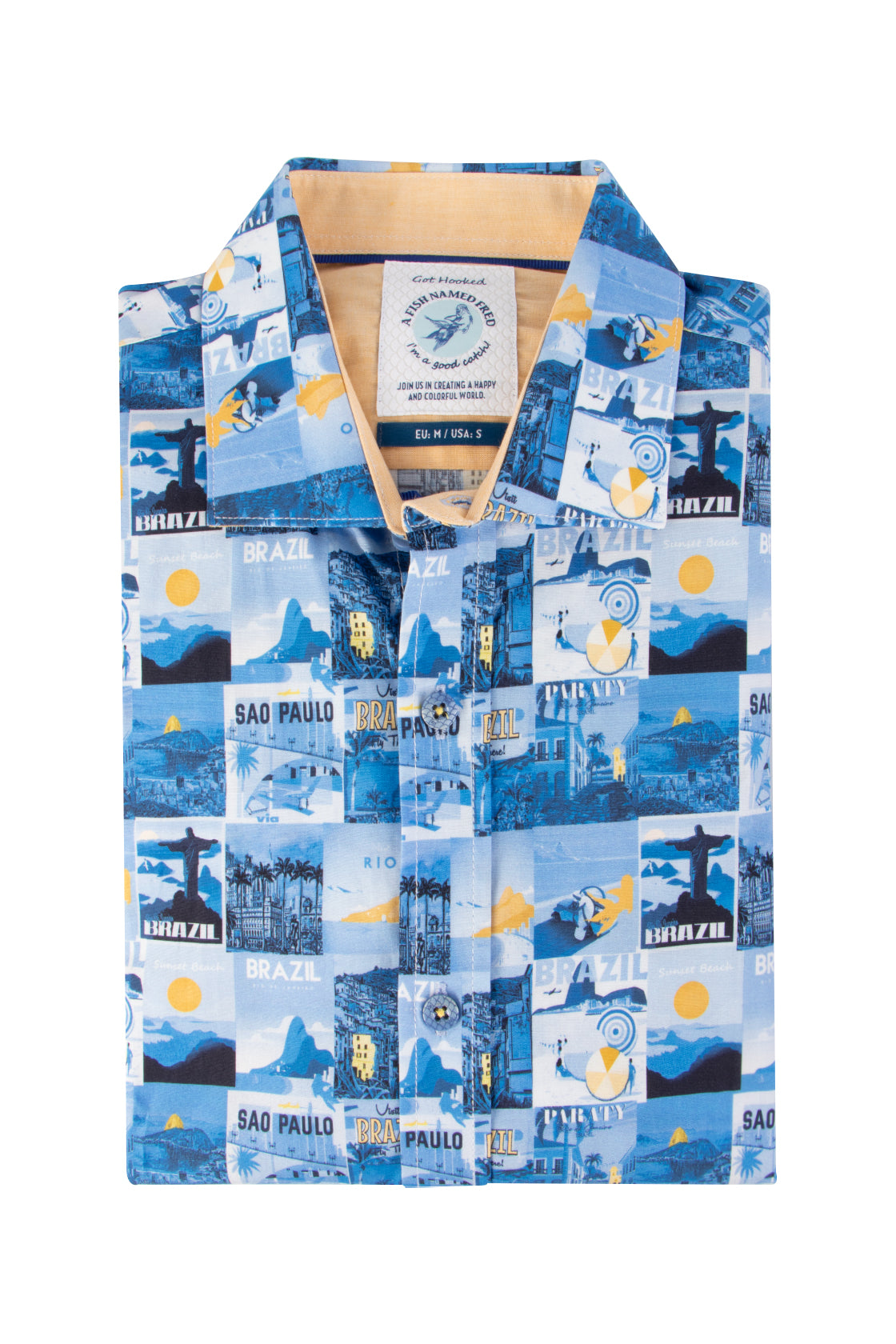 A Fish Named Fred Brazil Posters Casual Shirt Blue