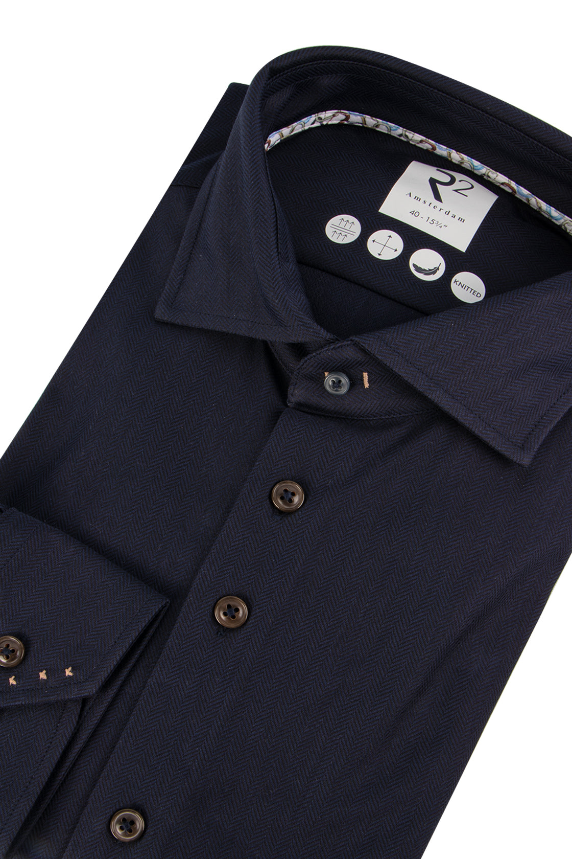 R2 Amsterdam Herringbone Shirt Navy