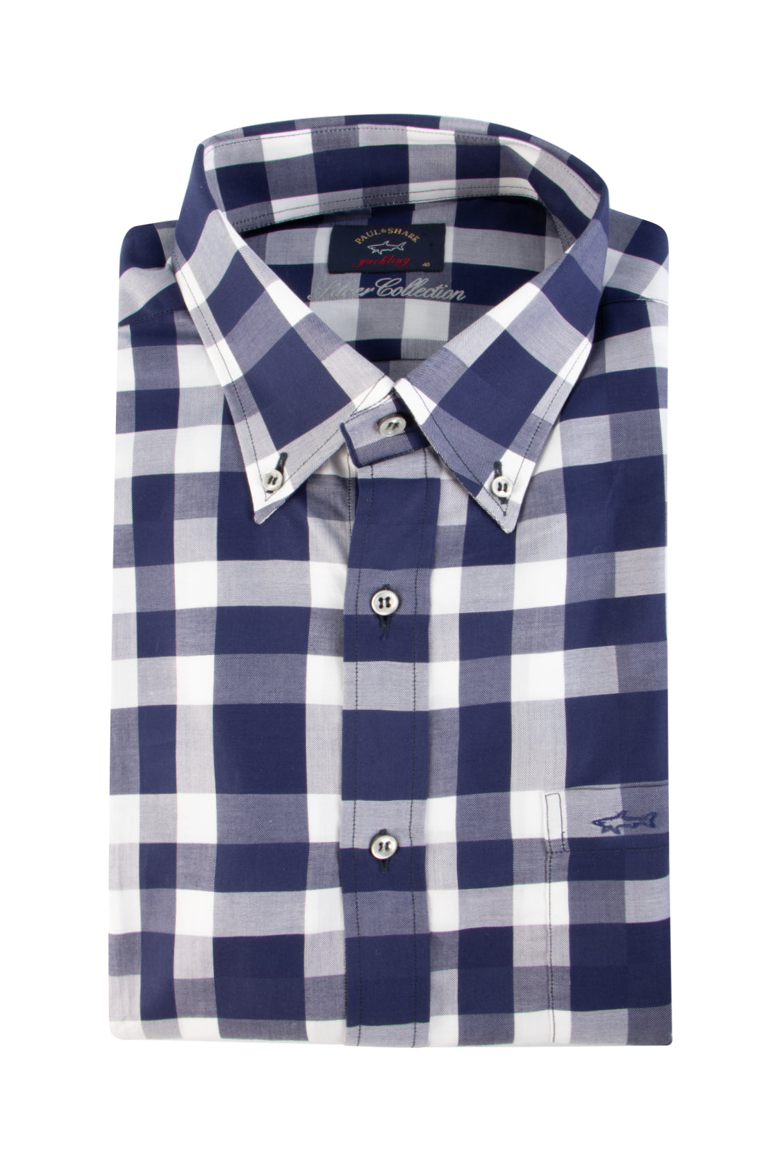 Paul & Shark LS Bold Check Shirt Blue/White