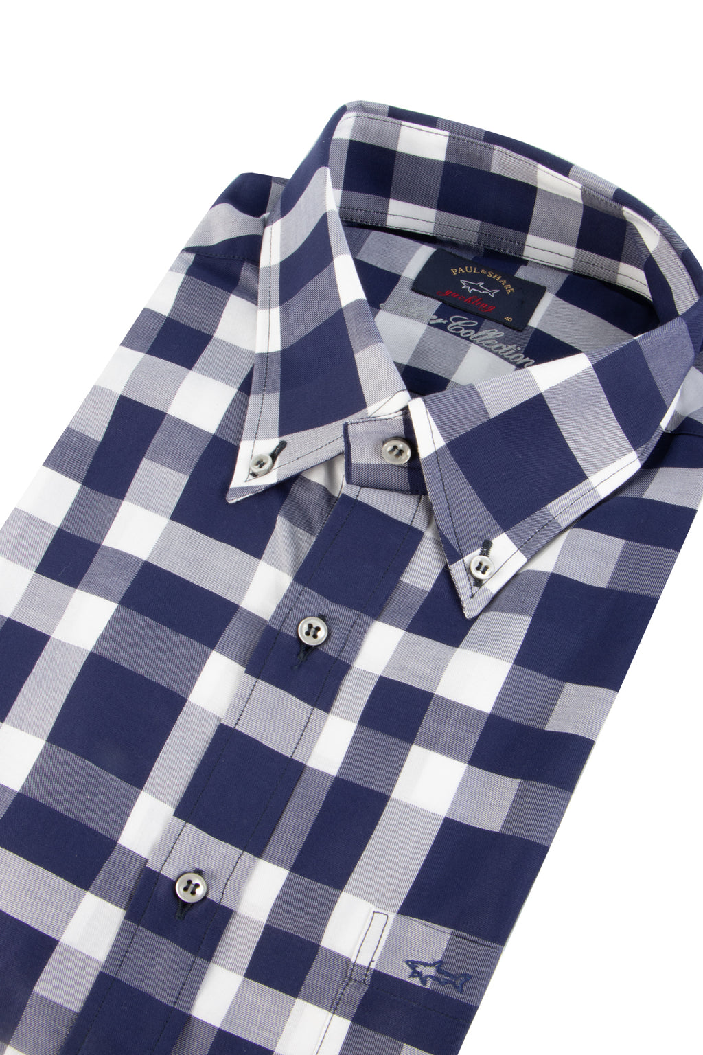Paul & Shark LS Bold Check Shirt Blue/White
