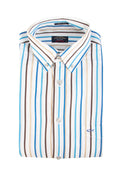 Paul & Shark LS Stripe Shirt White/Blue/Brown
