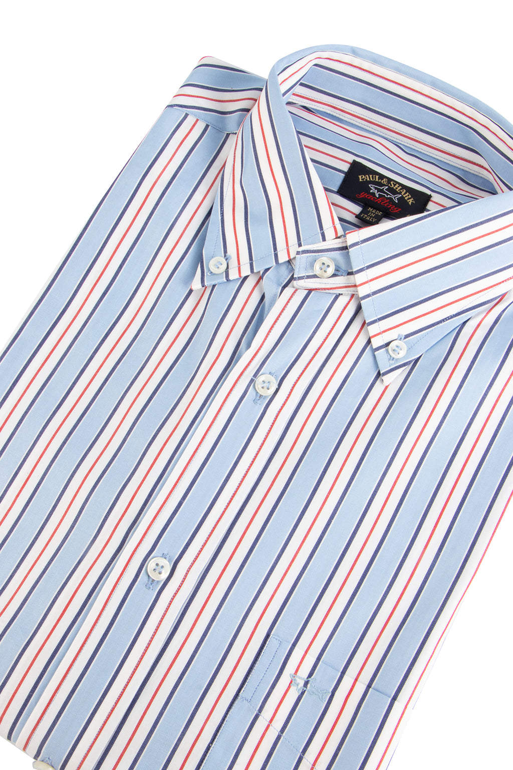 Paul & Shark LS Stripe Shirt Sky/White/Red