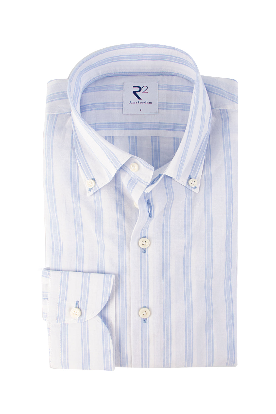 R2 Amsterdam Linen/Cotton LS Shirt Light Blue
