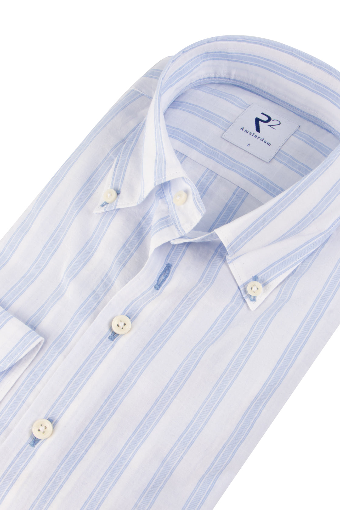 R2 Amsterdam Linen/Cotton LS Shirt Light Blue