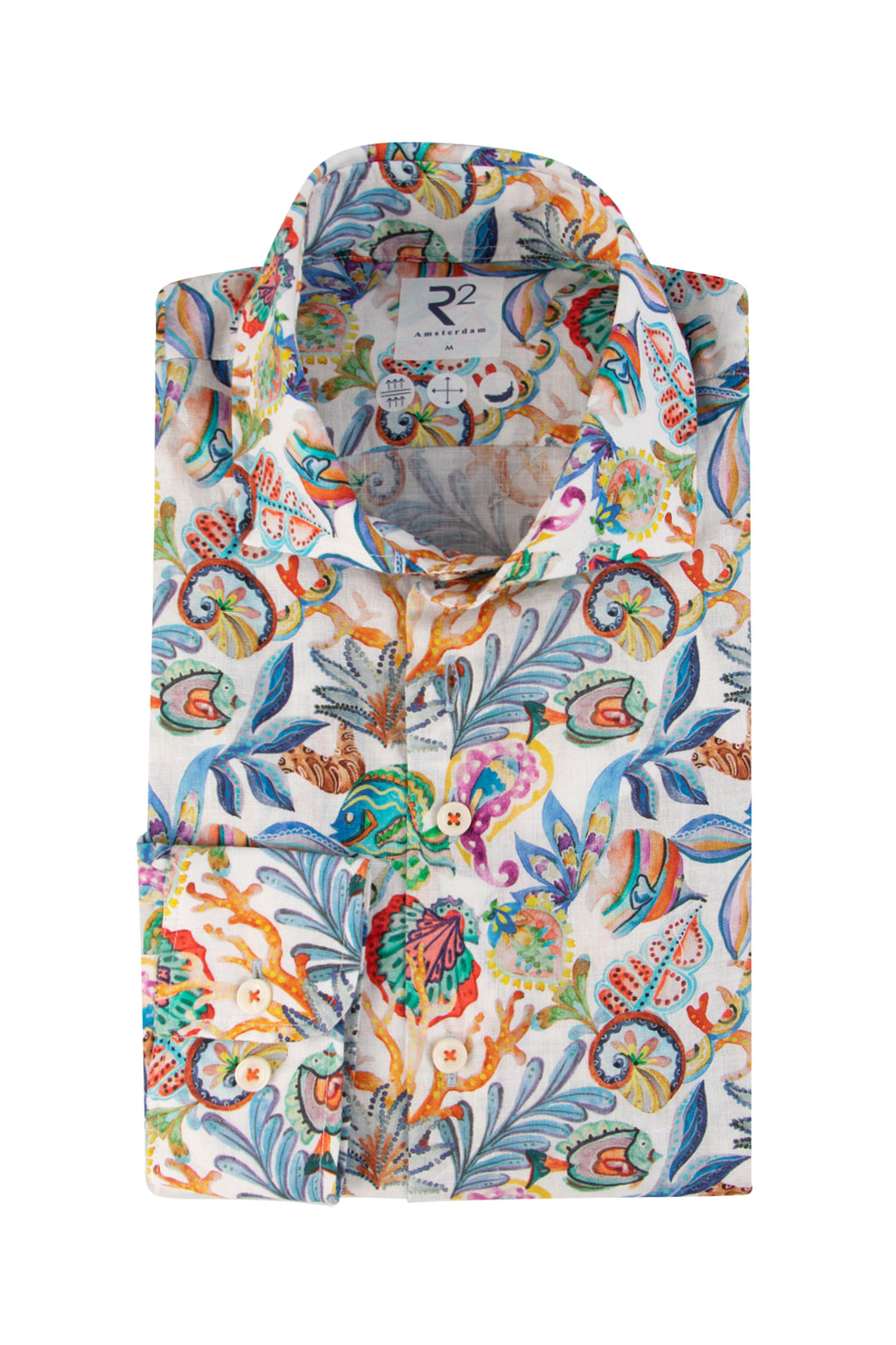 R2 Amsterdam Linen/Cotton LS Shirt Multicolour