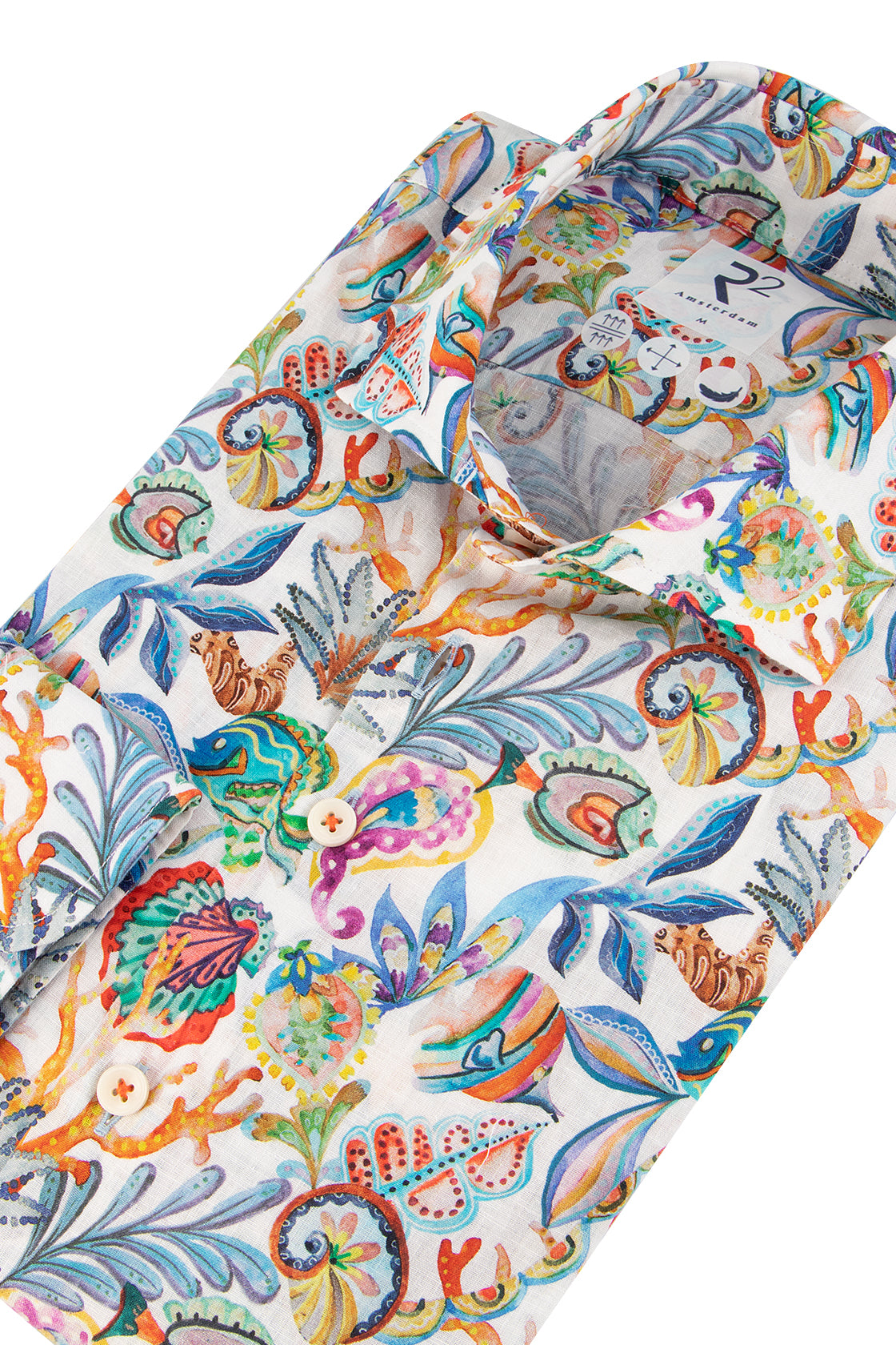 R2 Amsterdam Linen/Cotton LS Shirt Multicolour