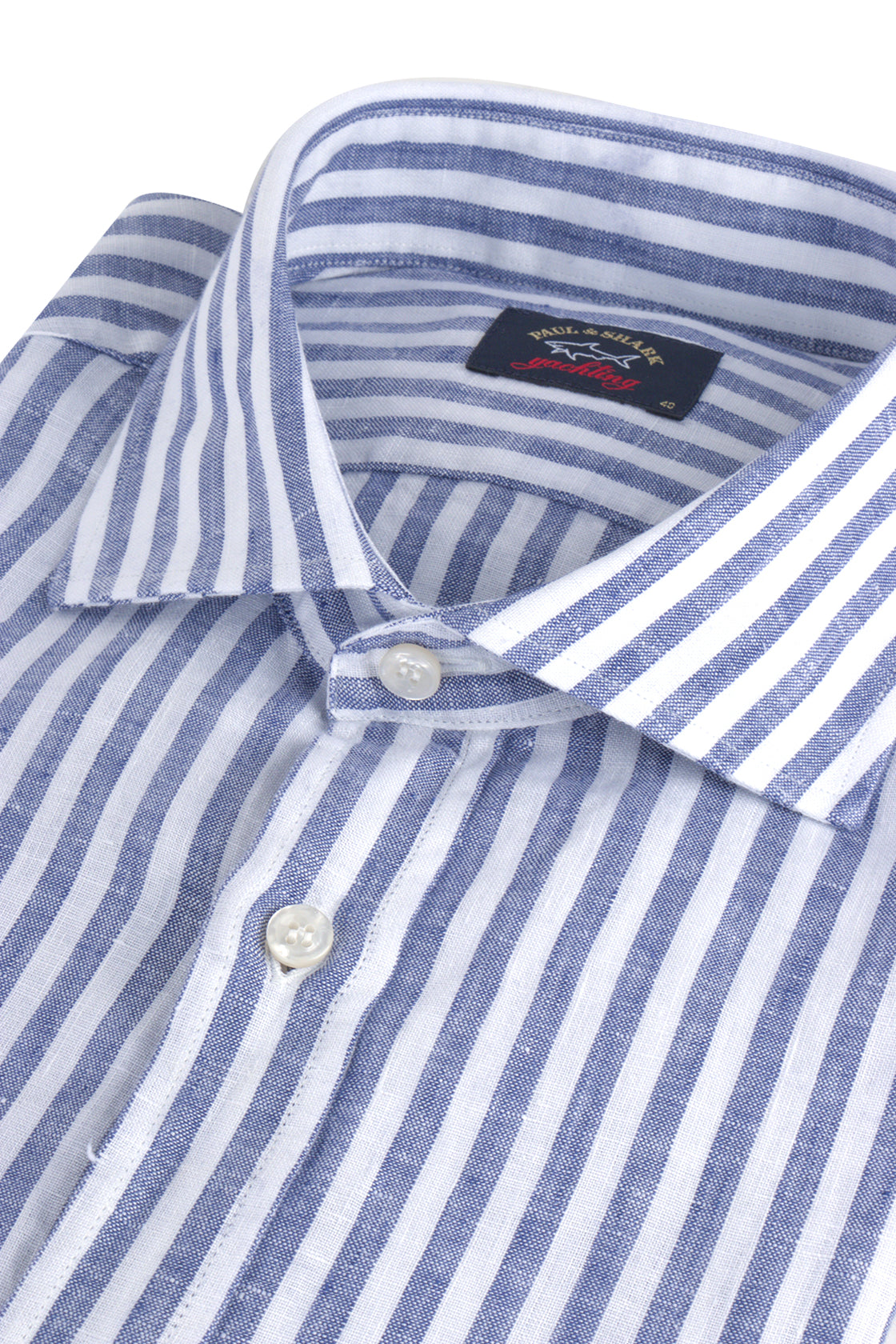 Paul & Shark Linen Stripe LS Shirt Navy