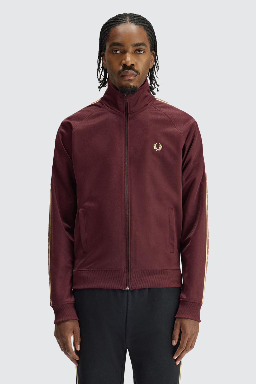 Fred Perry Contrast Tape Track Jacket Oxblood/Champagne