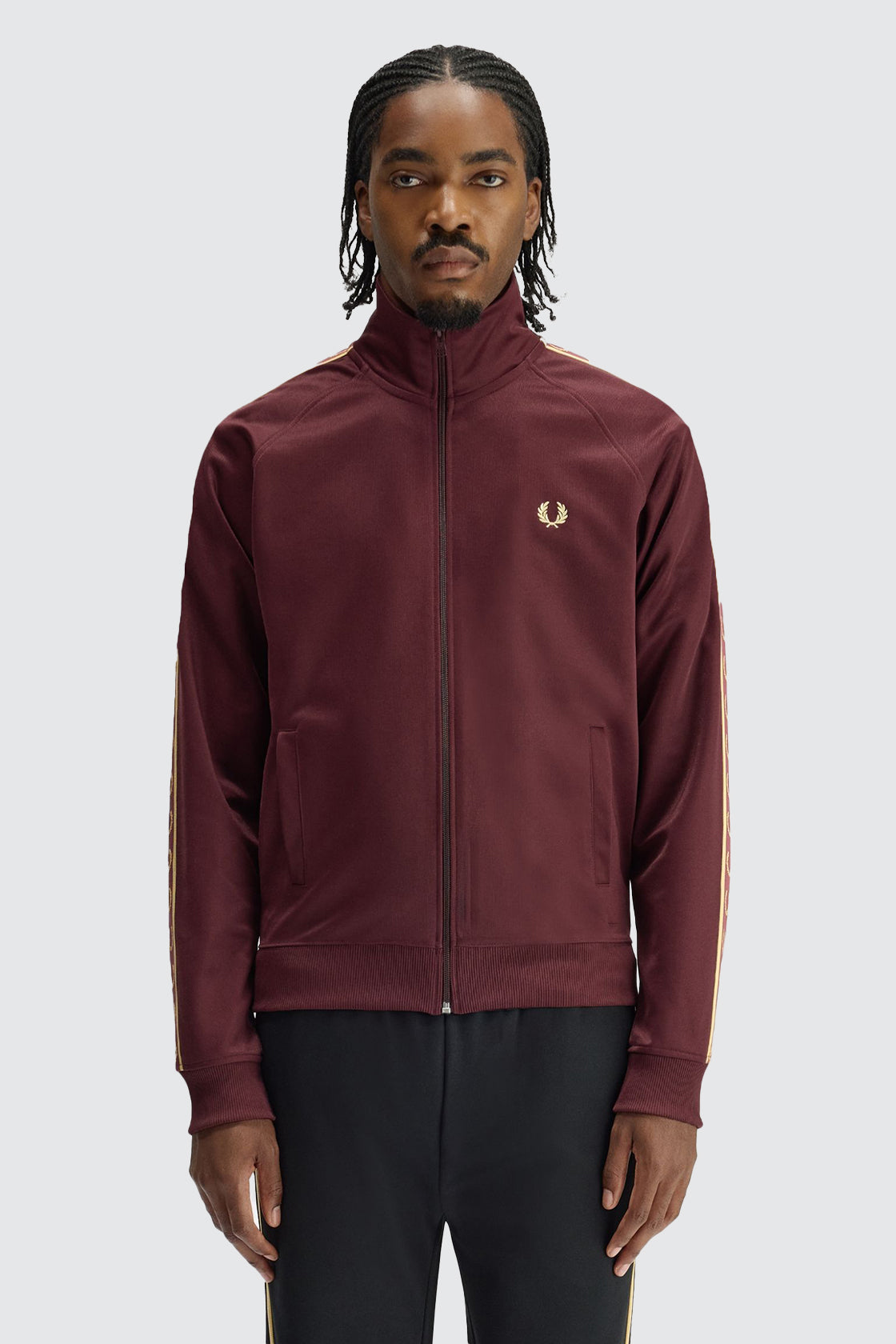 Fred Perry Contrast Tape Track Jacket Oxblood/Champagne