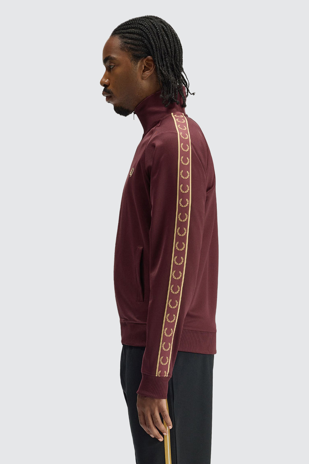 Fred Perry Contrast Tape Track Jacket Oxblood/Champagne