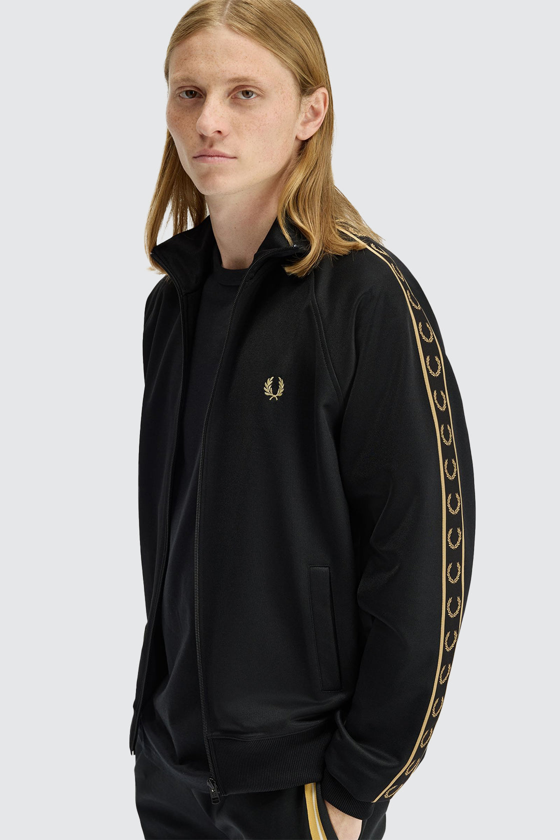 Fred Perry Contrast Tape Track Jacket Black/Champagne