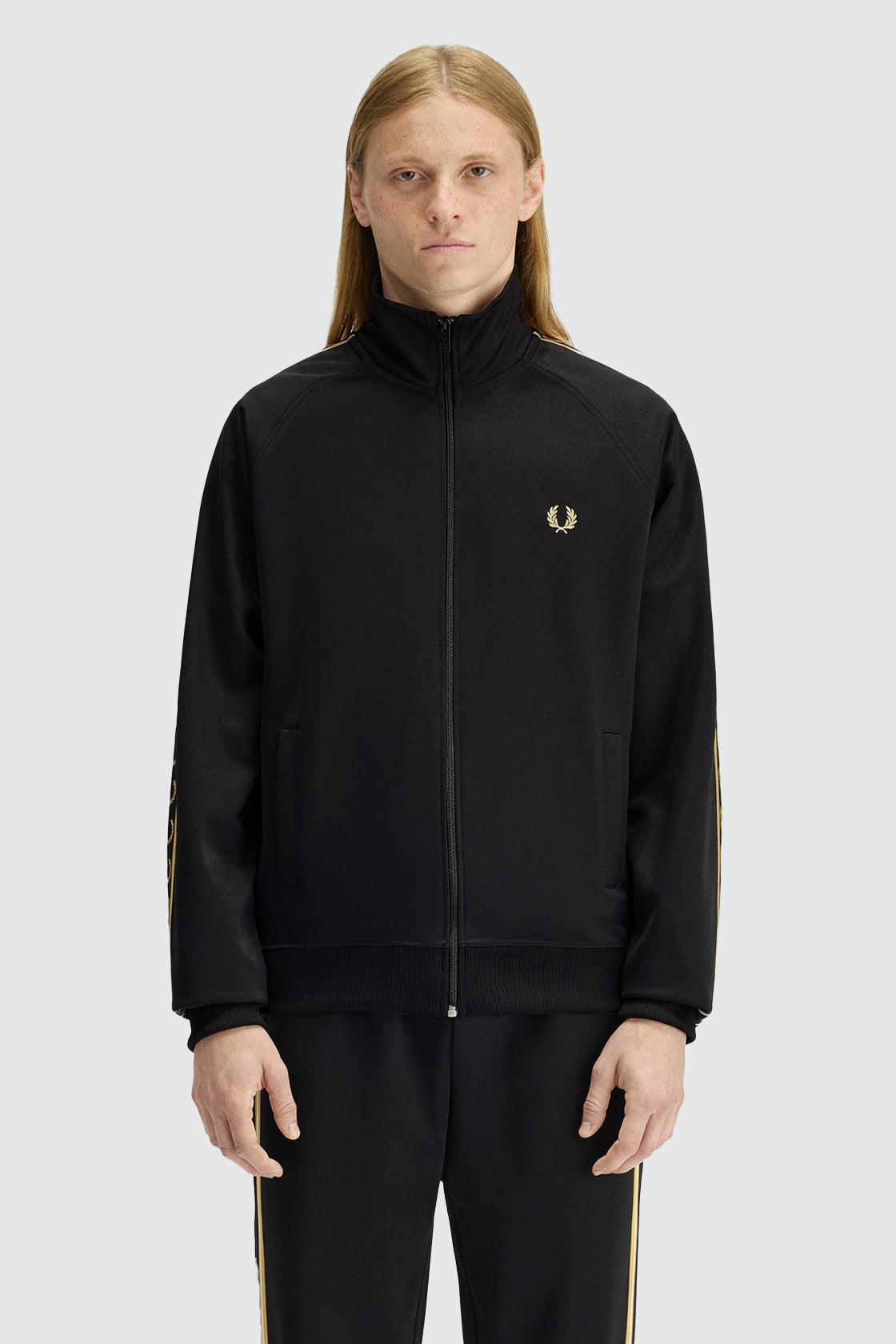 Fred Perry Contrast Tape Track Jacket Black/Champagne