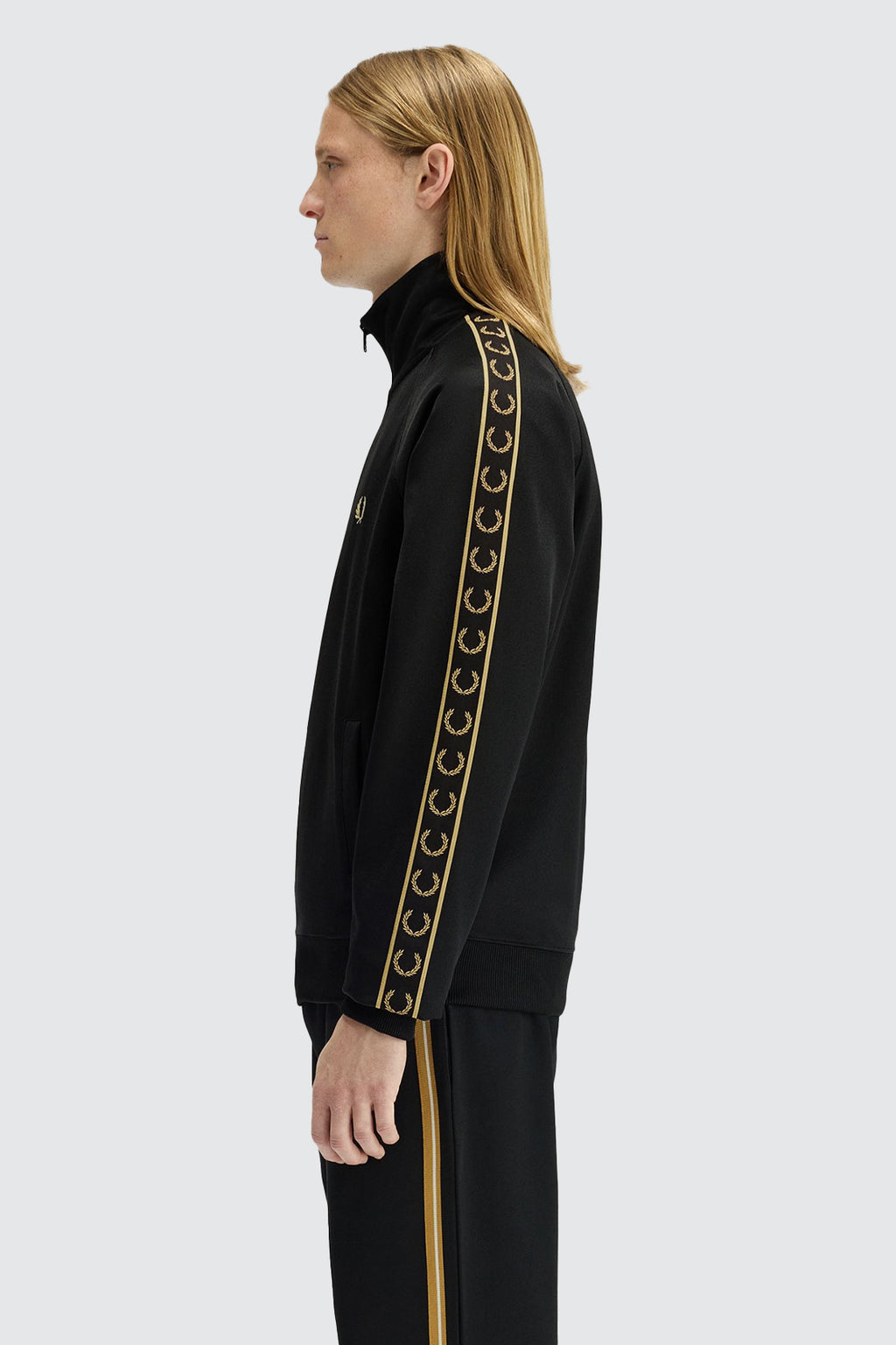 Fred Perry Contrast Tape Track Jacket Black/Champagne