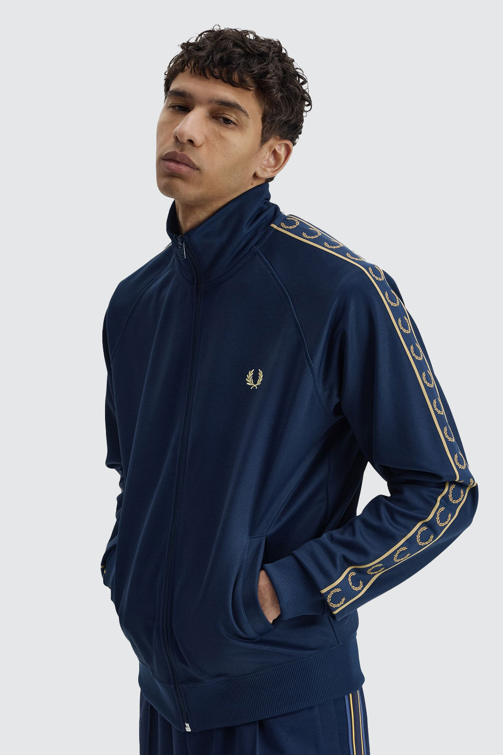 Fred Perry Contrast Tape Track Jacket Tennis Blue/Champagne