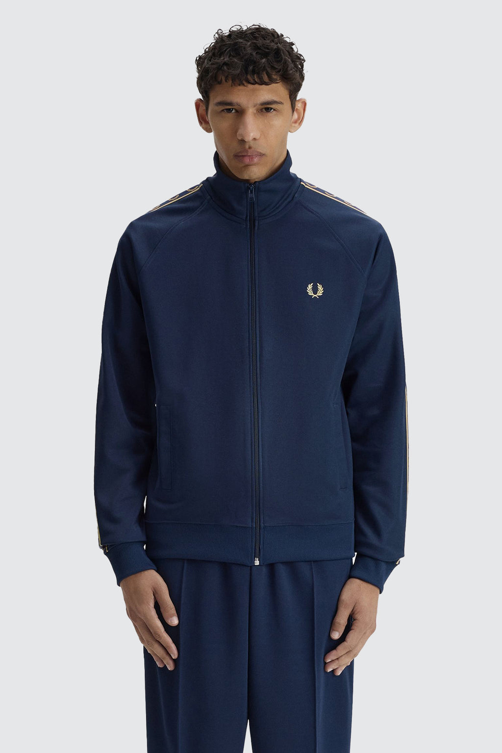 Fred Perry Contrast Tape Track Jacket Tennis Blue/Champagne