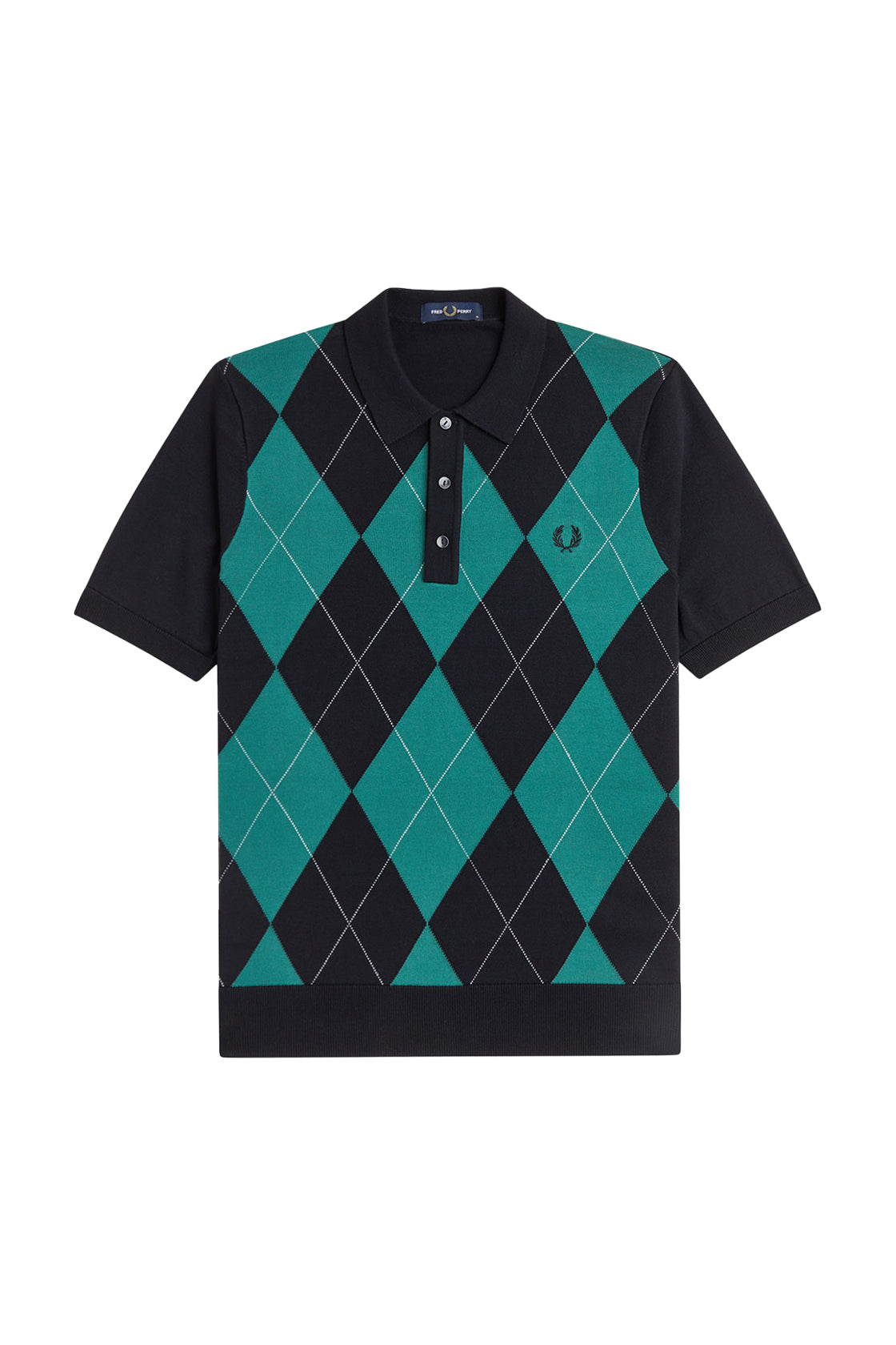 Fred Perry Argyle Knitted Polo Black