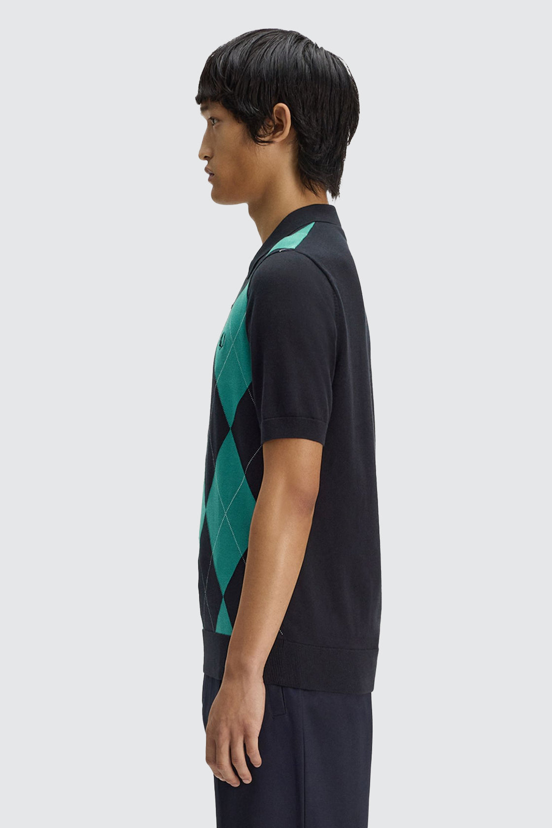 Fred Perry Argyle Knitted Polo Black