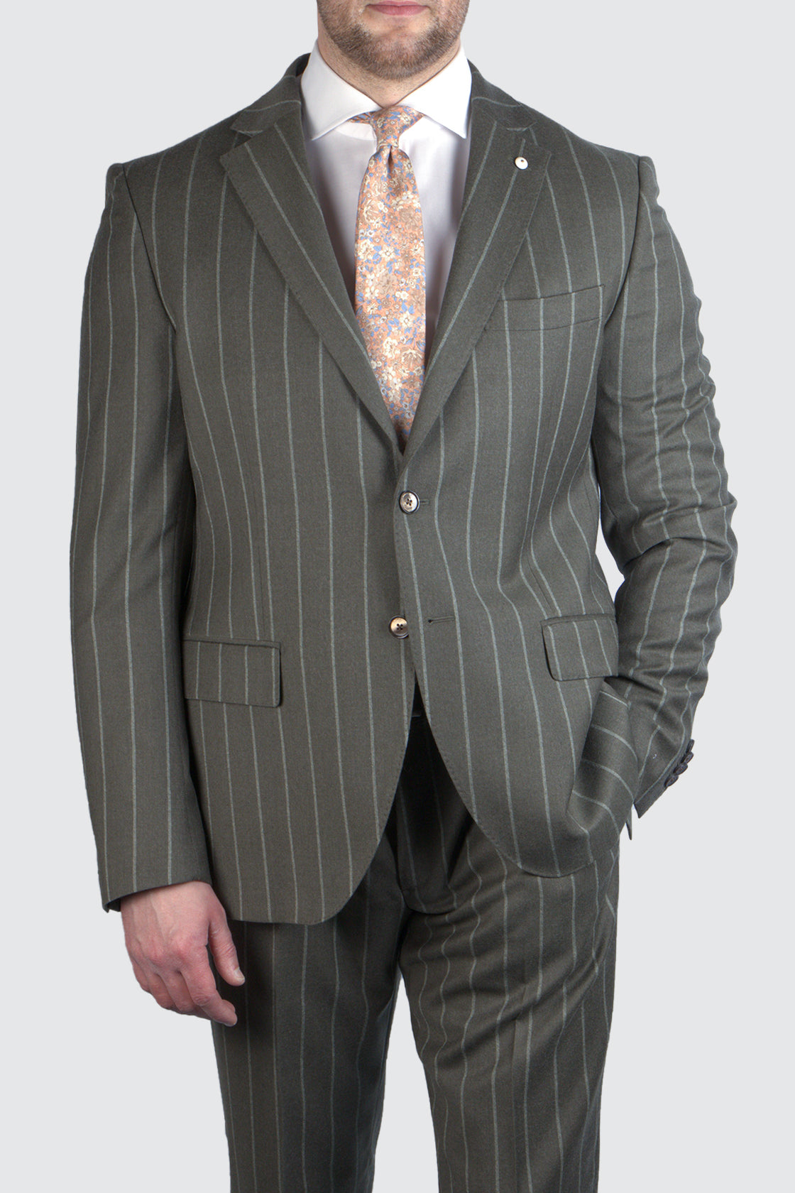 L.B.M. 1911 Pinstripe 2btn Suit Mid Green