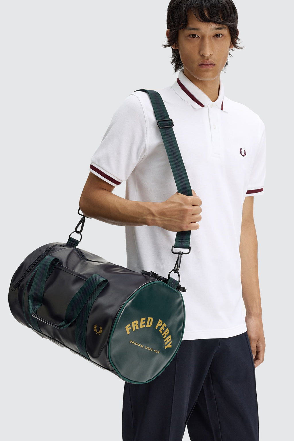 Fred Perry Classic Barrel Bag Navy/Grassroots