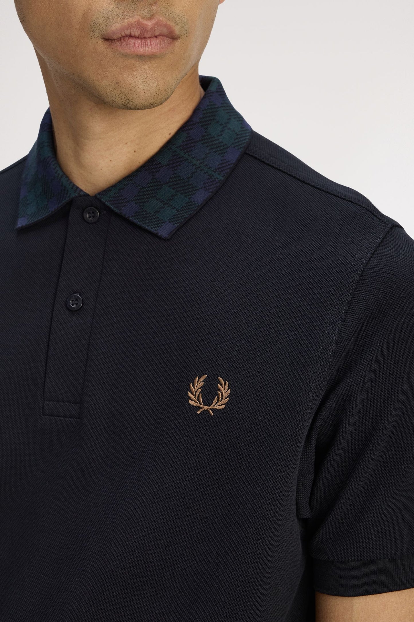 Fred Perry SS Jacquard Polo Black