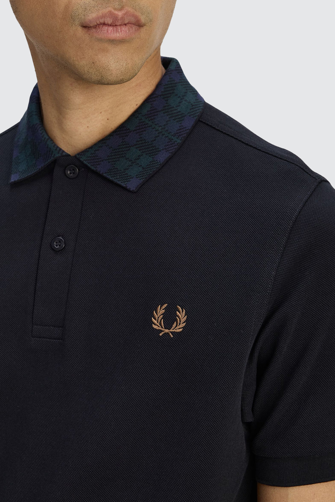 Fred Perry SS Jacquard Polo Black