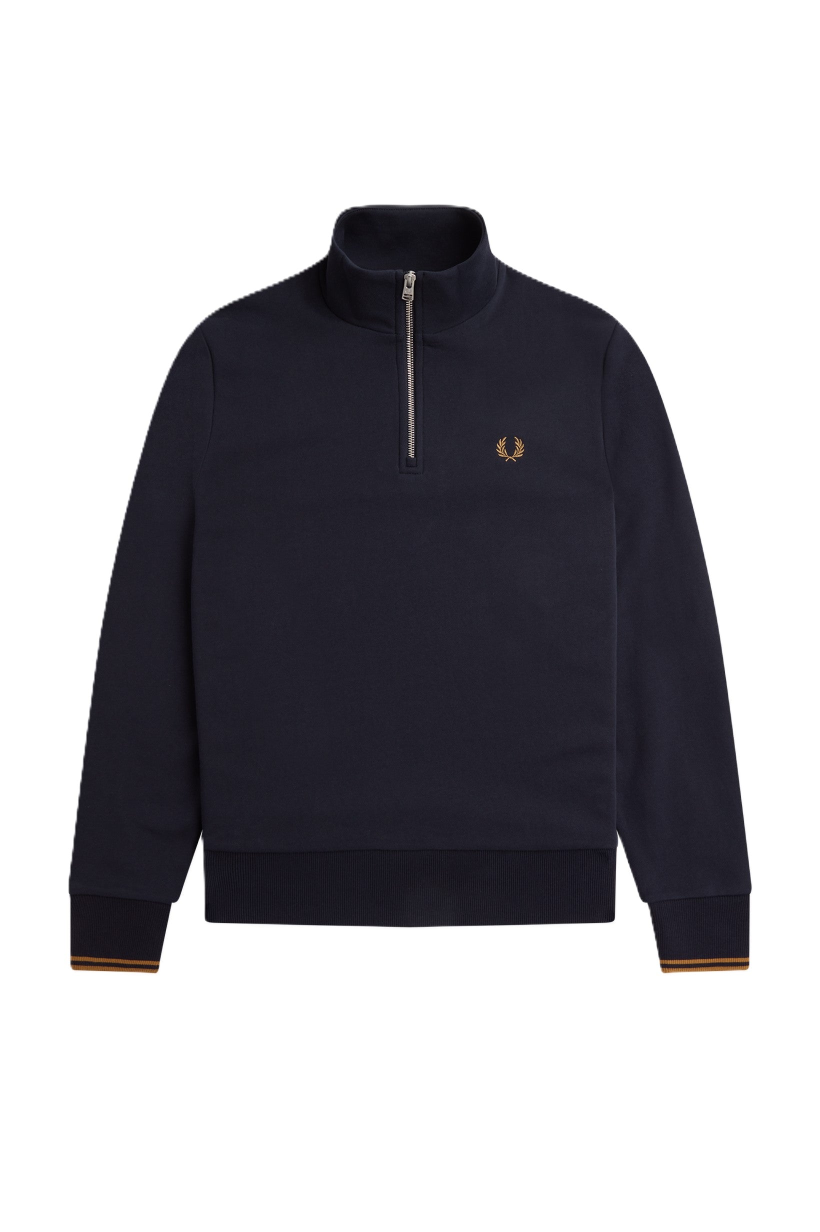 Fred Perry Half Zip Sweat Navy/Dk Caramel