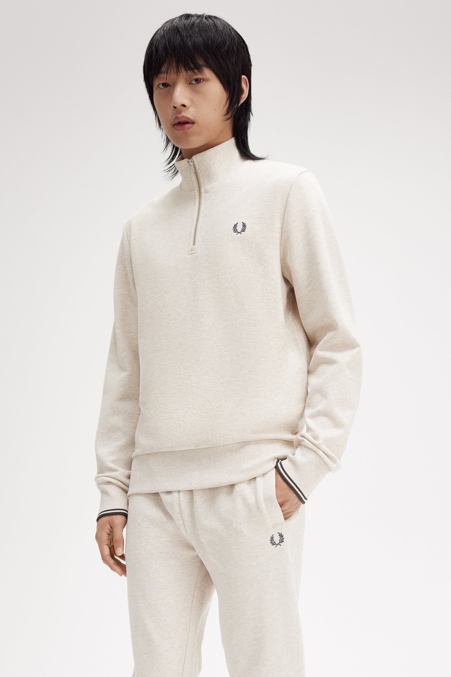 Fred Perry Half Zip Sweat Porridge/Grey