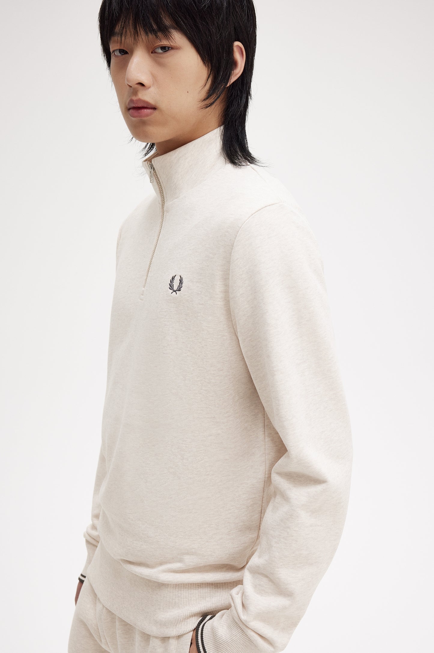 Fred Perry Half Zip Sweat Porridge/Grey