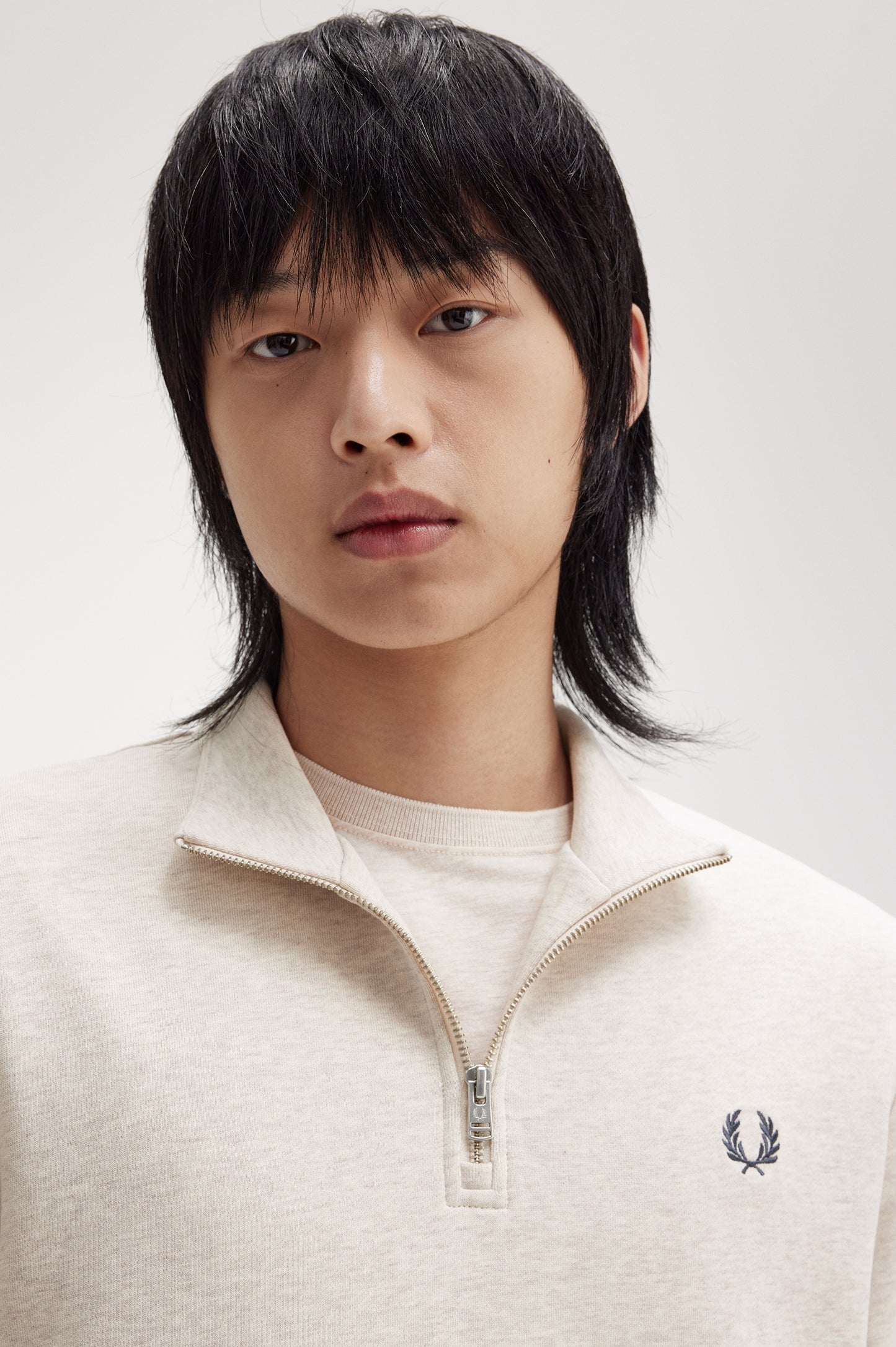 Fred Perry Half Zip Sweat Porridge/Grey