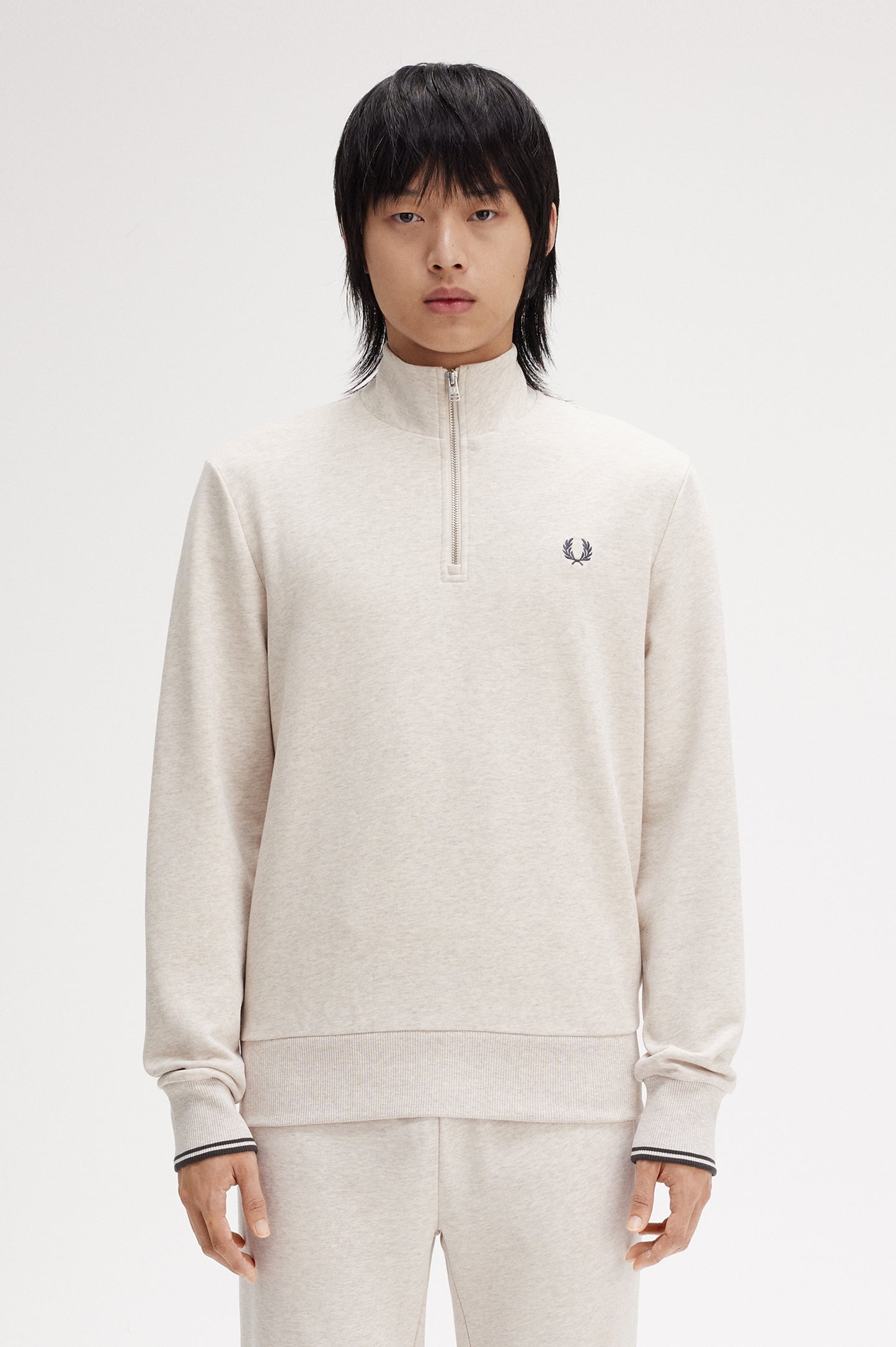 Fred Perry Half Zip Sweat Porridge/Grey