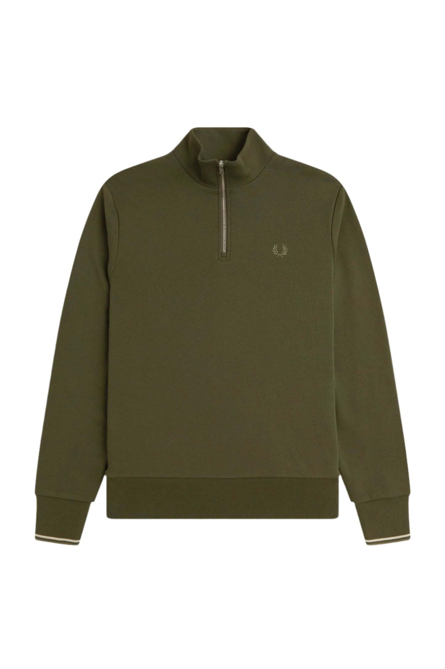 Fred Perry 1/4 Zip LS Top Green/Oyster