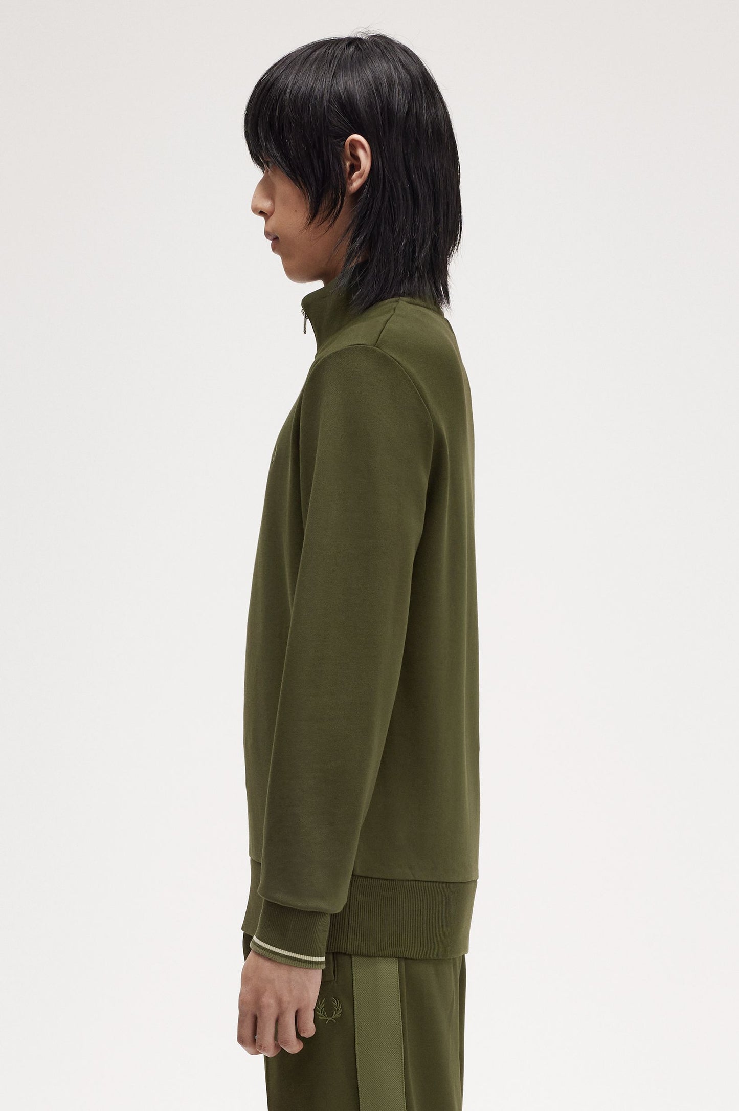 Fred Perry 1/4 Zip LS Top Green/Oyster