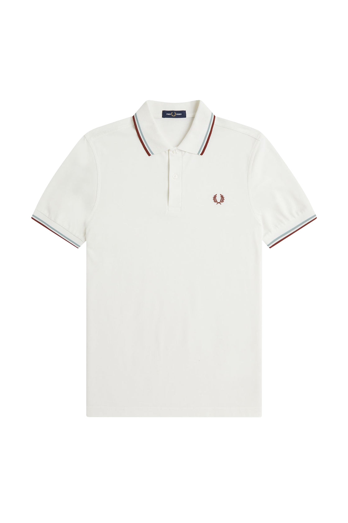 Fred Perry Twin Tipped Polo Snow White/Silver Blue/Brandy