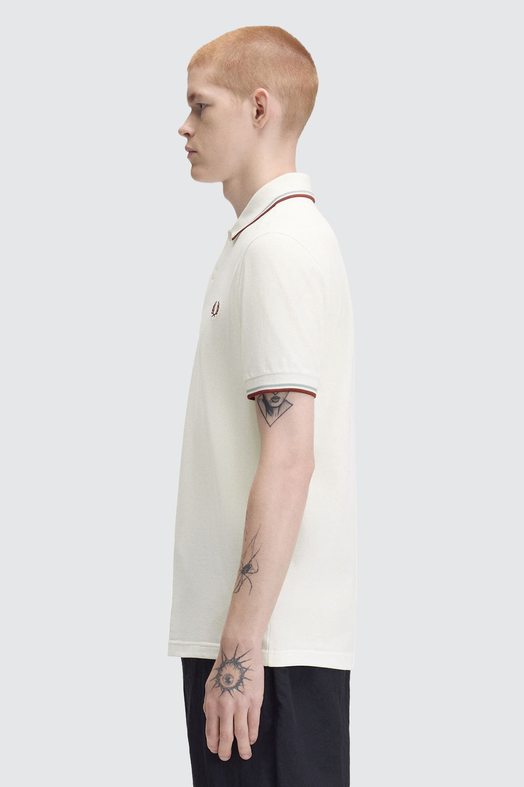 Fred Perry Twin Tipped Polo Snow White/Silver Blue/Brandy