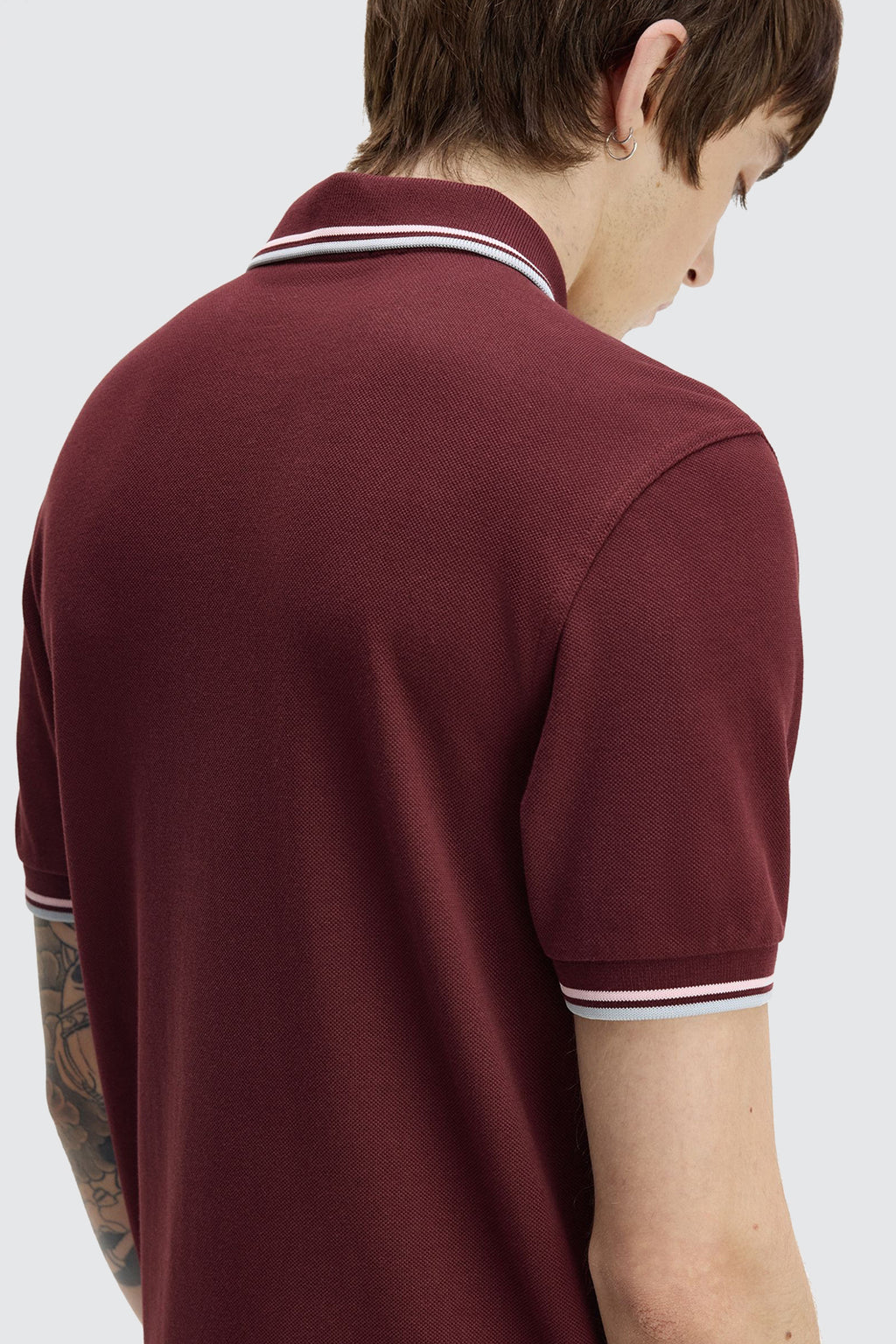 Fred Perry Twin Tipped Polo Oxblood/Iced Pink/Dusky Blue