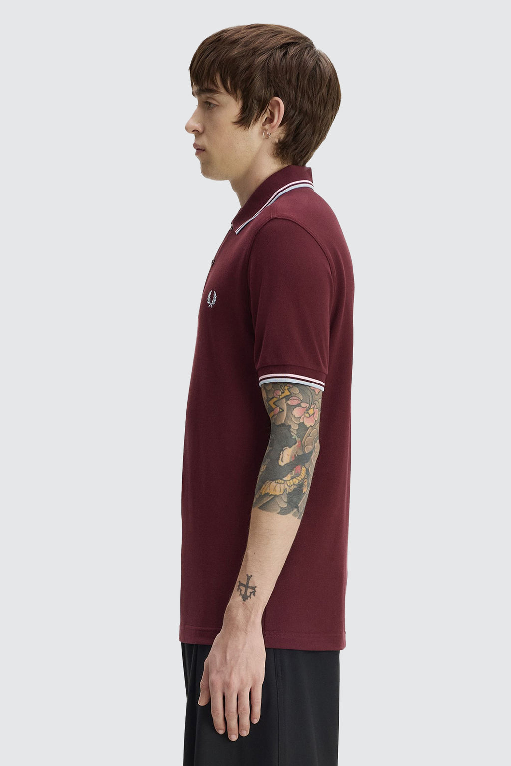 Fred Perry Twin Tipped Polo Oxblood/Iced Pink/Dusky Blue