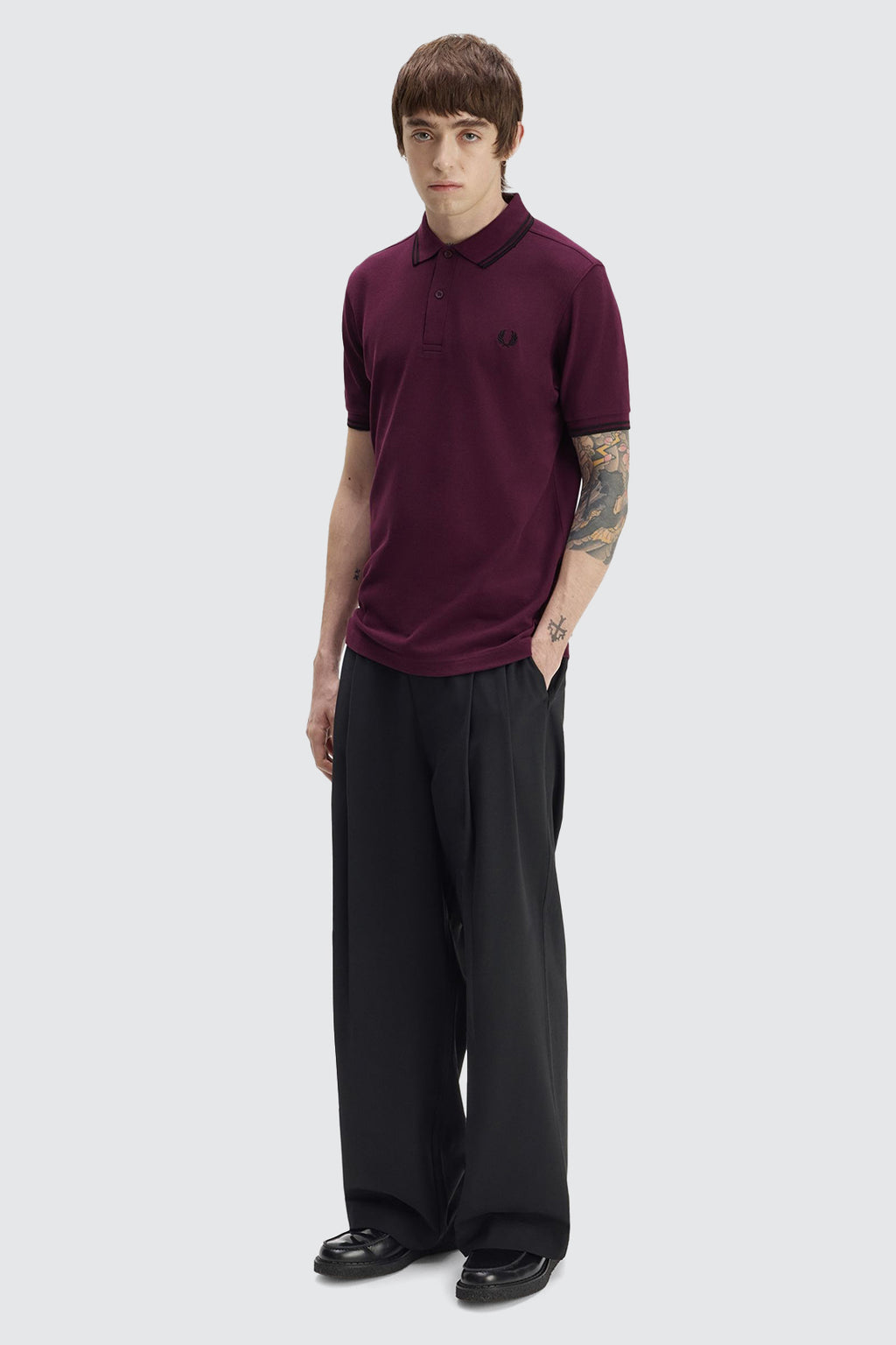 Fred Perry Twin Tipped Polo Plum/Black/Black